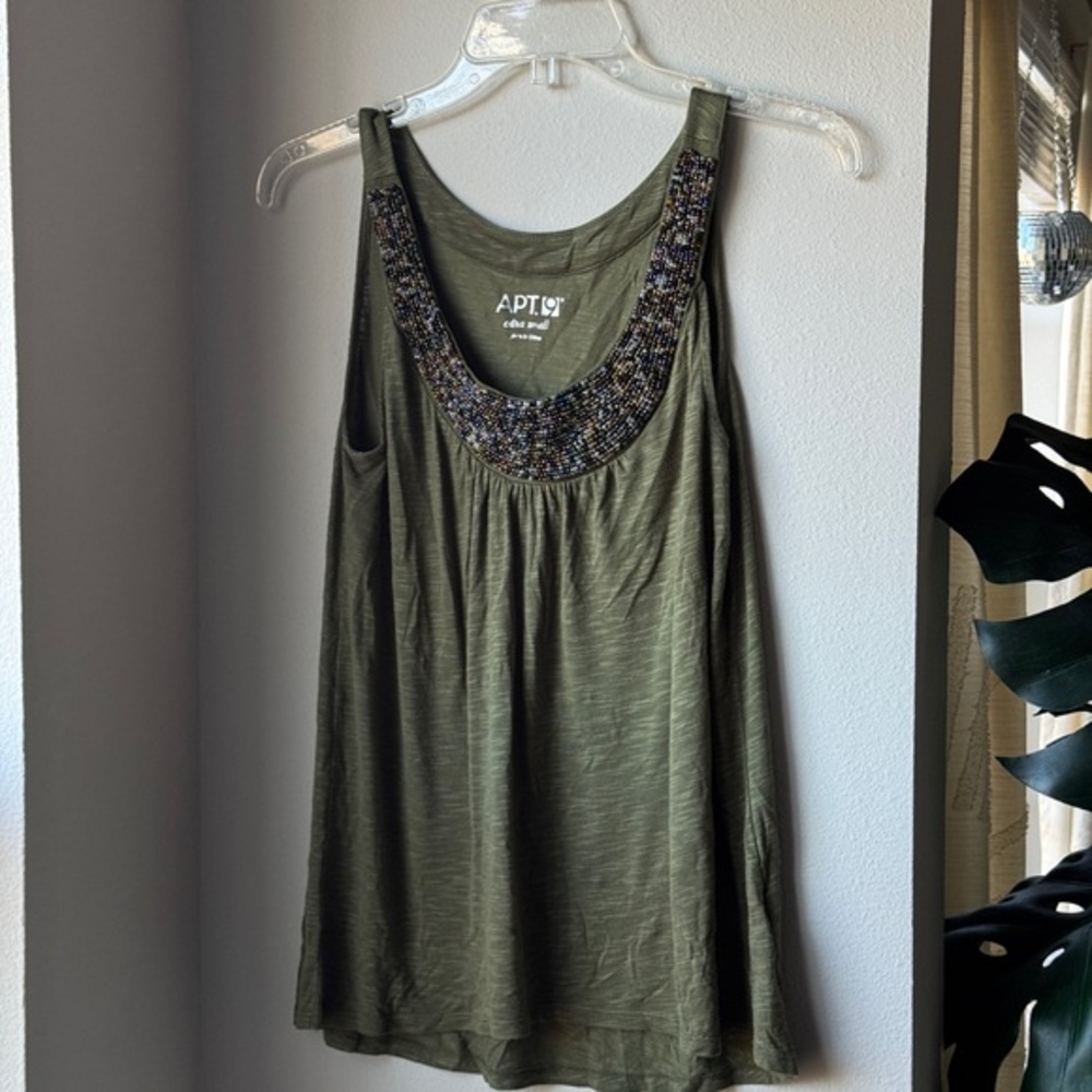 Apt. 9 Dark Green Embellished Tank Top